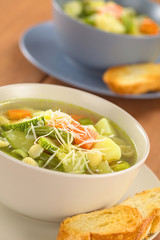 Bowl of homemade vegetarian Italian minestrone soup