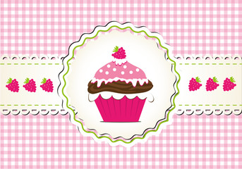 Cupcake mit Schokolade und Himbeere
