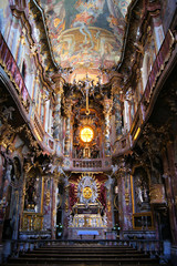 Interior of the rococo Asam Church in Munich, Germany
