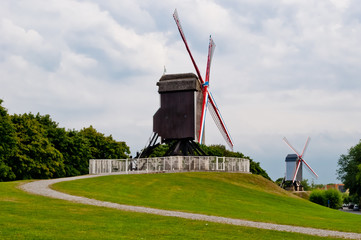 Original old windmill in Bruges, Belgium