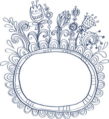 Doodle frame with birds and flowers for your design
