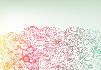 Doodle color floral background