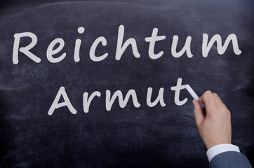 Fototapeta premium Reichtung Armut Tafel