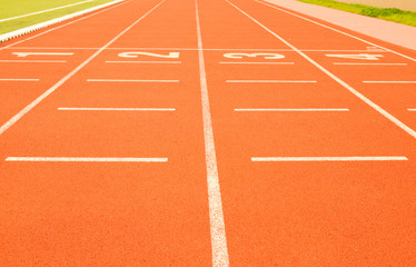 Finish line in tartan athletic track