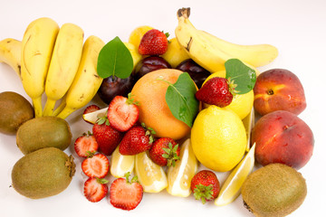 Fresh fruit on white 