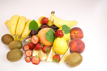 Fresh fruit on white 