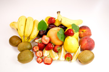 Fresh fruit on white 