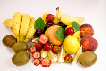 Fresh fruit on white 
