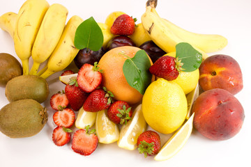 Fresh fruit on white 