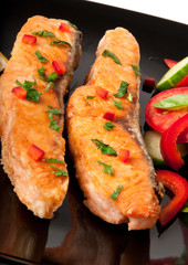 Fish dish - grilled salmon with vegetables 