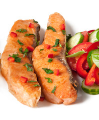 Fish dish - grilled salmon with vegetables 