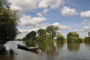Fototapeta na wymiar Łodzi na rzece Main w Seligenstadt