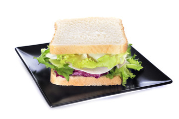 vegetables and turkey ham sandwich