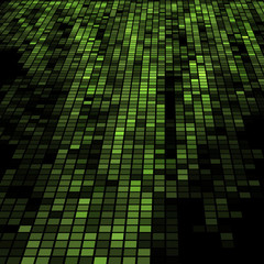 Dark green 3D mosaic technology background.