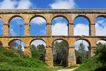 Roman Aqueduct Pont del Diable in Tarragona, Spain