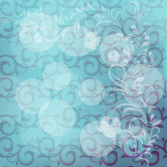 Blue vintage winter colored floral background.