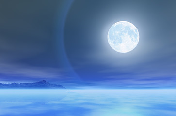 Naklejka na ściany i meble The moon over the sea