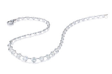 Diamond  necklace on a white background