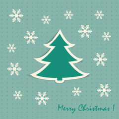 Vintage Merry Christmas Card , Green