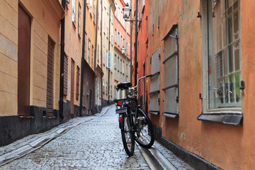 Fototapeta na wymiar rower na ulicach Sztokholmu