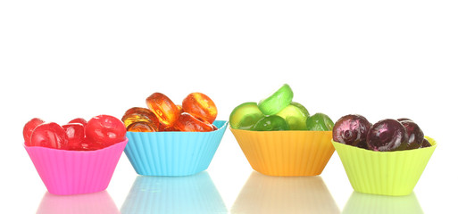 Tasty colorful candies isolated on white background
