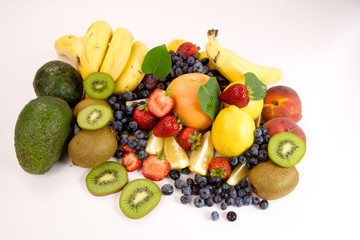 Fresh fruit on white