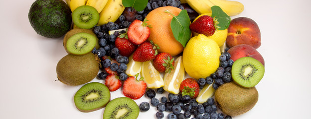 Fresh fruit on white