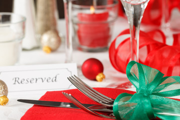Reserved Christmas Restaurant Table