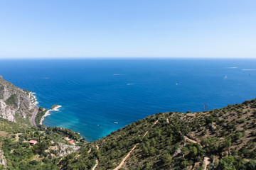 French Riviera with windy mountain road