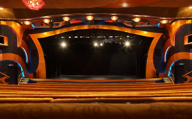 Lit stage in theater at liner