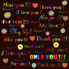 Fototapeta premium Beautiful multi-colored card with a declaration of love