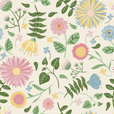 Seamless background with cute pastel flowers