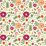 Seamless pattern with bright flowers