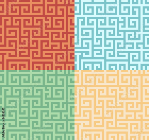 Set of geometric patterns in ancient style