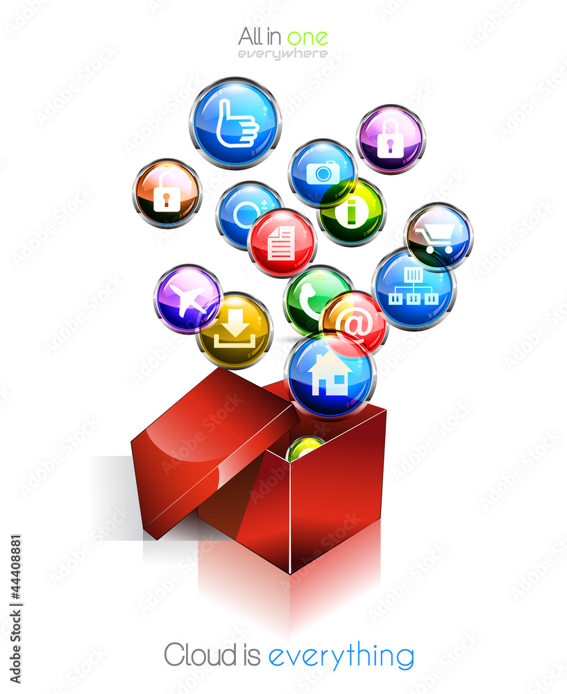 Poster cloud computing concept background with a lot of icons
