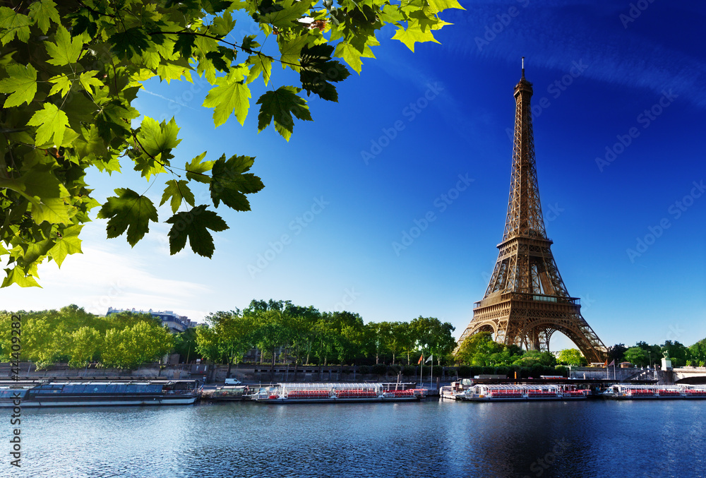 Poster seine in paris with eiffel tower