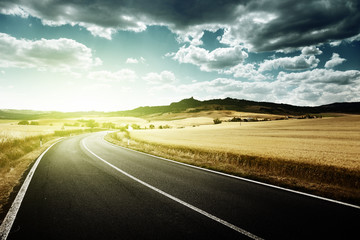 asphalt road in Tuscany Italy