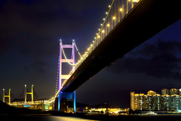 Fototapeta premium Tsing Ma Bridge at night