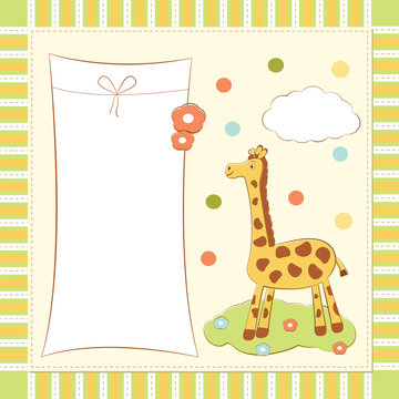 baby greeting card with giraffe