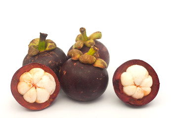 Mangosteen on white paper