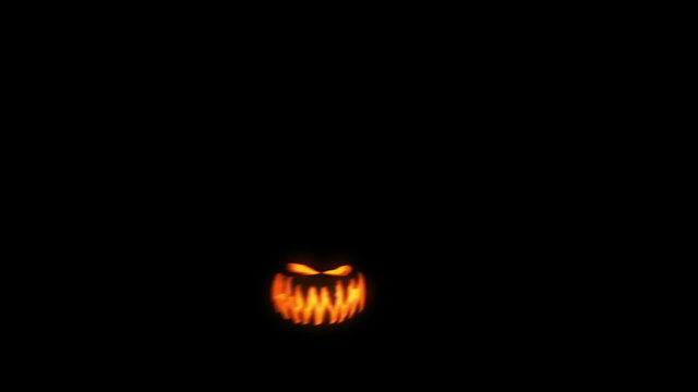 Flying Halloween pumpkins. Jack O' Lanterns, seamless loop.