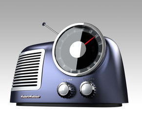 blue metallic retro radio