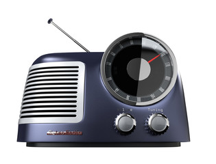 blue metallic retro radio(front view)