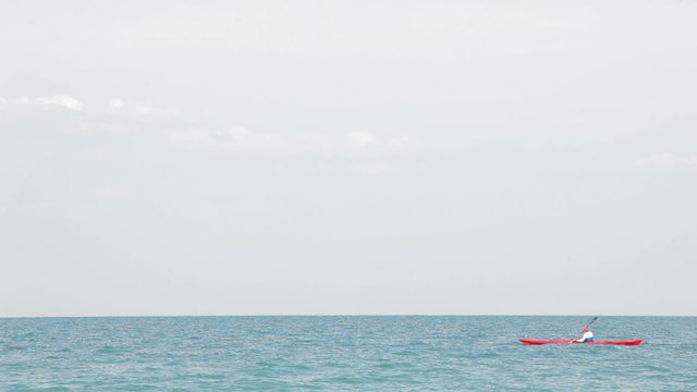 Kayak boat sailing on a sunny day