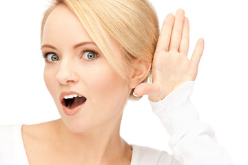 happy woman listening gossip