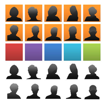 Set di icone colorate con silhouette di persone