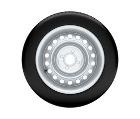 Beautiful car wheel on white background, no shadow