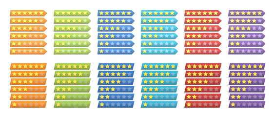 A complete set of colorful rating stars for web