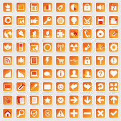 81 Web Icon Internet Business Button Set - rot orange - schatten