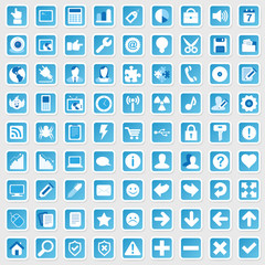 81 Web Icon Internet Business Button Set - blau - schatten